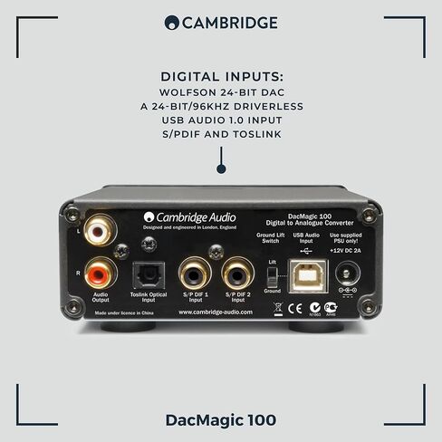 Cambridge Audio DacMagic 100 S/PDIF محول رقمي إلى تناظري DAC مع مدخل Toslink، متوافق مع التلفزيون، 192 كيلو هرتز (فضي) in Kuwait