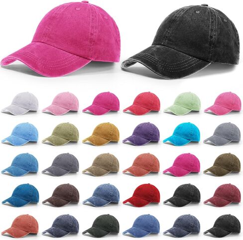 Yahenda 30 Pack Vintage Baseball Cap Washed Denim Distressed Bulk Adjustable Cotton Dad Hat Golf Hats for Women Men in Saudi Arabia