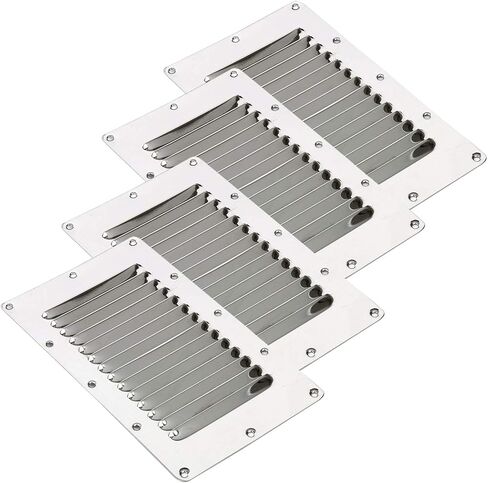 Amarine Made Stainless Steel Stamped Louvered Vent Rectangular Marine Vent for Yachts and Boats - 07720S - 5" X 9" (4) in Saudi Arabia