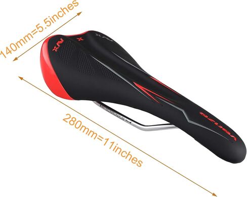 Venzo AVX Bike Bike Road MTB Mountain الفولاذ المقاوم للصدأ مقعد سرج مريح - مستوى متوسط ​​- سرج السباق - الحجم: 280 مم × 140 مم - أسود أحمر in Saudi Arabia