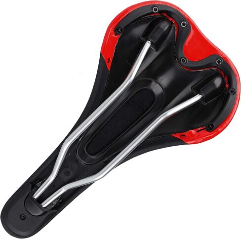 Venzo AVX Bike Bike Road MTB Mountain الفولاذ المقاوم للصدأ مقعد سرج مريح - مستوى متوسط ​​- سرج السباق - الحجم: 280 مم × 140 مم - أسود أحمر in Saudi Arabia