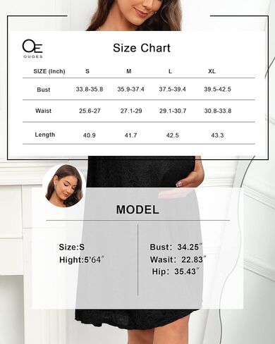 فستان أمومة من OUGES للسيدات 2023 مزين بالدانتيل بأكمام قصيرة ورقبة على شكل V لالتقاط الصور عند استحمام الطفل فستان متوسط ​​الطول للحمل in Kuwait