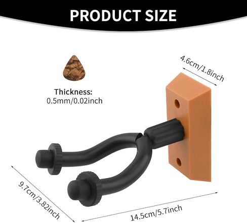 2 Pack Guitar Wall Mount U-Shaped Guitar Wall Hanger Wood Guitar Hanger Guitar Holder Hook for Acoustic,Electric Guitar,Bass,Gift for Guitar Player Men Boy(Black Wood,Size:3.82x 1.8x5.7inch) in Saudi Arabia