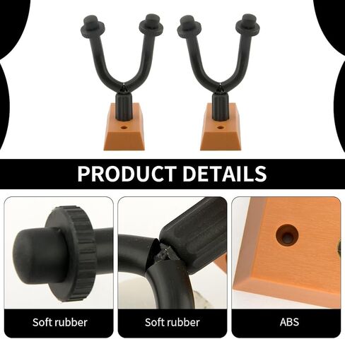 2 Pack Guitar Wall Mount U-Shaped Guitar Wall Hanger Wood Guitar Hanger Guitar Holder Hook for Acoustic,Electric Guitar,Bass,Gift for Guitar Player Men Boy(Black Wood,Size:3.82x 1.8x5.7inch) in Saudi Arabia