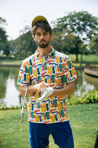 Rizz Golf Polo، قماش تبريد عالي الأداء، قميص بولو رجالي مريح مع حماية من الشمس تم اختبارها معمليًا بعامل حماية من الشمس 50+ in Saudi Arabia