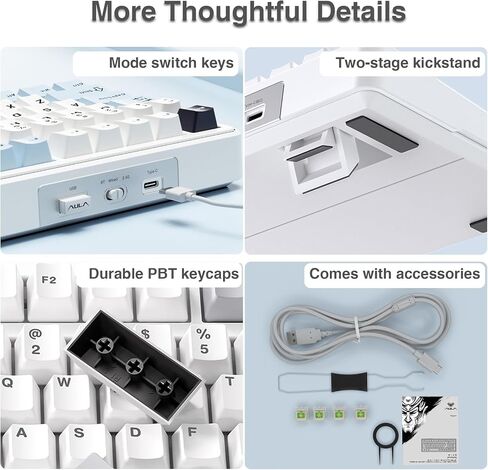 AULA F99 Wireless Mechanical Keyboard, Hot Swappable Custom Keyboard,Pre-lubed Linear Switches,Gasket Structure,RGB Backlit Gaming Keyboard (Blue&White) in Kuwait
