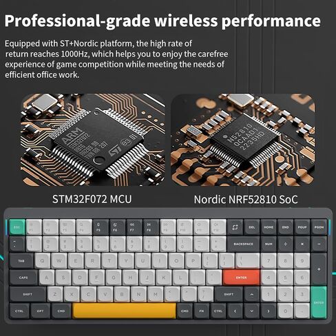 لوحة مفاتيح ميكانيكية لاسلكية nuphy Air96 V2، 100 مفتاح لوحة مفاتيح بإضاءة خلفية RGB، تدعم تقنية Bluetooth 5.1،2.4G والاتصال السلكي، للكمبيوتر / الكمبيوتر المحمول / Windows / Mac - مفتاح Gateron Moss باللون الرمادي in Kuwait