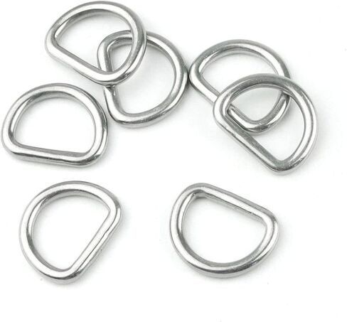 30 قطعة 304 الفولاذ المقاوم للصدأ ملحومة D-خواتم معدنية D حلقة لأكياس الأجهزة حلقة مقاود الكلب ، اكسسوارات اليد DIY (0.6 "/15 مللي متر) in Kuwait