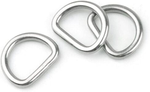 30 قطعة 304 الفولاذ المقاوم للصدأ ملحومة D-خواتم معدنية D حلقة لأكياس الأجهزة حلقة مقاود الكلب ، اكسسوارات اليد DIY (0.6 "/15 مللي متر) in Kuwait