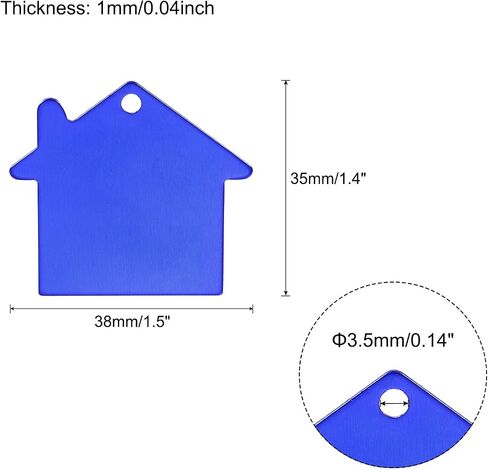MECCANIXITY House Shape Blank Tags Metal Stamping Tag Blank Dog ID Tags, Black Engraving Blank Tags for Pendant Decoration, Craft Tag, Pet ID Tag, Pack of 25 in Kuwait