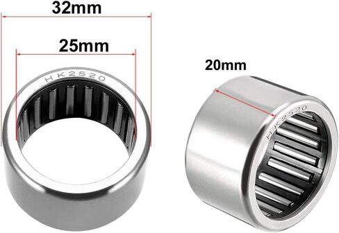 uxcell HK2520 Drawn Cup Needle Roller Bearings, Open End, 25mm Bore Dia, 32mm OD, 20mm Width (Pack of 1) in Kuwait