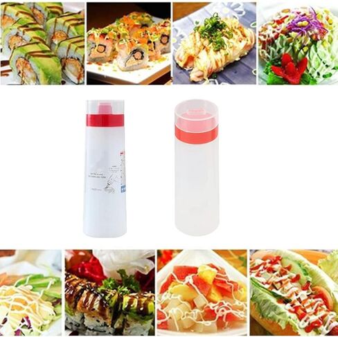4 Hole Jam Squeeze Bottle with Cap Lids, 300ml Large Capacity Leak Proof Condiment Squeeze Sauce Bottles for Salad Dressing, Ketchup, Mayonnaise, Olive Oil (Red) in Saudi Arabia