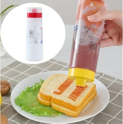 4 Hole Jam Squeeze Bottle with Cap Lids, 300ml Large Capacity Leak Proof Condiment Squeeze Sauce Bottles for Salad Dressing, Ketchup, Mayonnaise, Olive Oil (Red) in Saudi Arabia