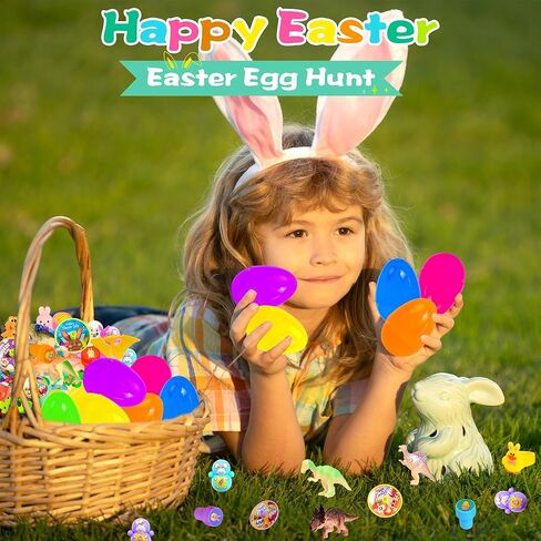 60 قطعة من بيض عيد الفصح المملوء مسبقًا مع ألعاب بالداخل، هدايا حشو سلة عيد الفصح للأطفال الصغار، حشو بيض عيد الفصح في بيض عيد الفصح البلاستيكي المملوء، هدايا حفلات عيد الفصح جائزة صيد بيض عيد الفصح في الفصل الدراسي in Kuwait