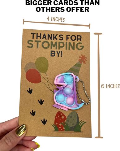 حزمة هدايا حفلات الديناصورات: 20 بطاقة شكر على الدوس مع لعبة دينو بوب إت فيدجيت، حشوات حقائب جودي - للأطفال والأطفال الصغار والأولاد والبنات وأعياد ميلاد الديناصورات والديكورات واللوازم in Kuwait