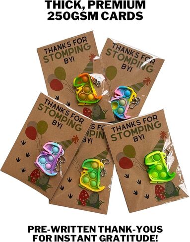 حزمة هدايا حفلات الديناصورات: 20 بطاقة شكر على الدوس مع لعبة دينو بوب إت فيدجيت، حشوات حقائب جودي - للأطفال والأطفال الصغار والأولاد والبنات وأعياد ميلاد الديناصورات والديكورات واللوازم in Kuwait