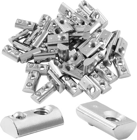 50PCS Roll in Spring T Nuts, 3030 Series M6 Half Round T Slot Nut Ball Loaded Elastic T Nut, Carbon Steel T-Nut for T-Slot 8mm 30 Series Aluminum Extrusion Profile in Saudi Arabia