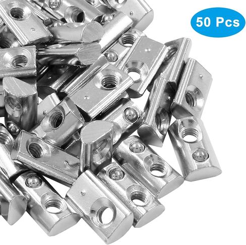 50PCS Roll in Spring T Nuts, 3030 Series M6 Half Round T Slot Nut Ball Loaded Elastic T Nut, Carbon Steel T-Nut for T-Slot 8mm 30 Series Aluminum Extrusion Profile in Saudi Arabia