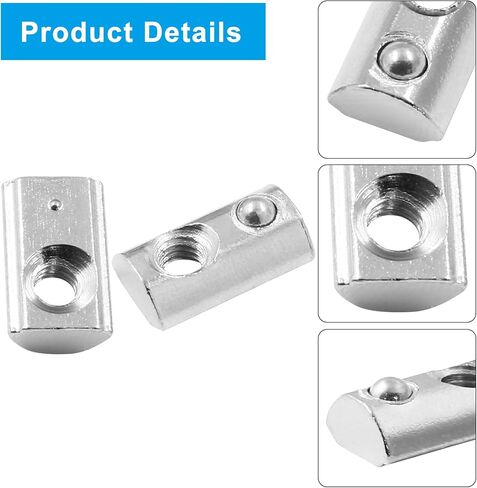 50PCS Roll in Spring T Nuts, 3030 Series M6 Half Round T Slot Nut Ball Loaded Elastic T Nut, Carbon Steel T-Nut for T-Slot 8mm 30 Series Aluminum Extrusion Profile in Saudi Arabia