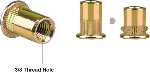 M6 Metric Rivet Nuts Zinc Plated Carbon Steel Threaded Insert Nut Nutsert Rivnuts Flat Head Knurled Body,40Pcs in Saudi Arabia
