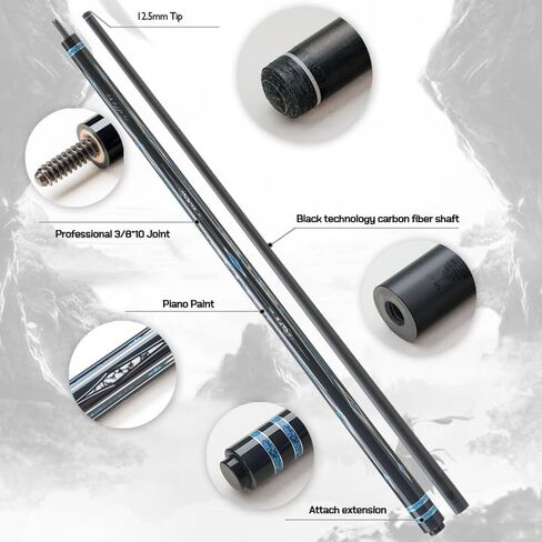 عمود من ألياف الكربون ذو انحراف منخفض 3/8 * 10 مفصل 12.5 مم طول طرف 58 بوصة (147 سم) عصا بلياردو احترافية 1/2 سبليت in Kuwait