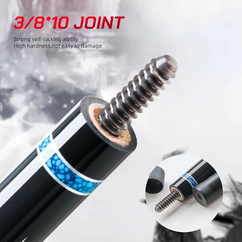 عمود من ألياف الكربون ذو انحراف منخفض 3/8 * 10 مفصل 12.5 مم طول طرف 58 بوصة (147 سم) عصا بلياردو احترافية 1/2 سبليت in Kuwait