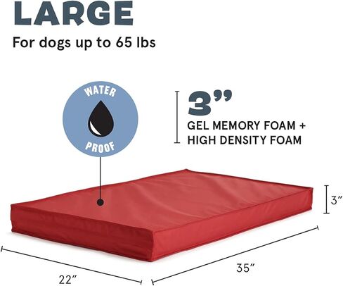 Barkbox - Outdoor Dog Bed - Waterproof Dog or Cat Mattress Bed with Removable Cover - Platform Bed with Washable Cover, Durable, Portable - Indoor/Outdoor All Season Orthopedic Comfort - Large - Blue in Kuwait