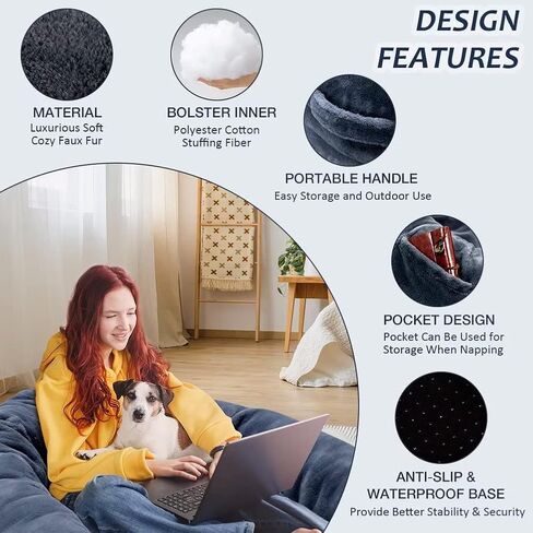Human Dog Bed for Adults, 71"x51"x12" Human Size Dog Bed, Giant Dog Bed for People Napping, Extra Large Human Dog Bed for People Adults, Washable Faux Fur Fluffy Dog Bed for Large Dogs in Saudi Arabia