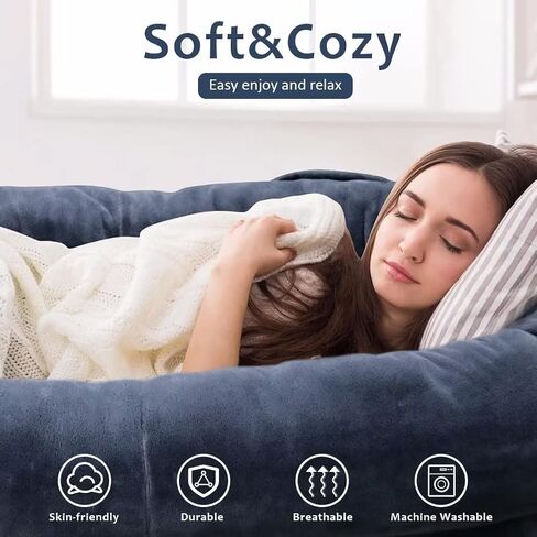 Human Dog Bed for Adults, 71"x51"x12" Human Size Dog Bed, Giant Dog Bed for People Napping, Extra Large Human Dog Bed for People Adults, Washable Faux Fur Fluffy Dog Bed for Large Dogs in Saudi Arabia