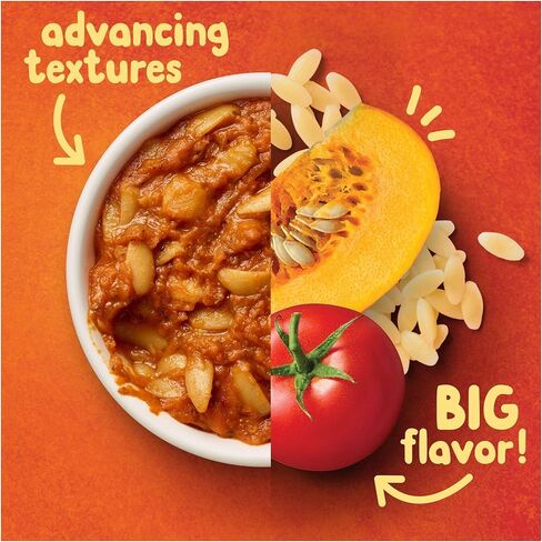 هابي بيبي أورجانيكس، أغذية الأطفال، وعاء ذو ​​قوام متطور، هريس اليقطين والطماطم مع القرع المفروم والأورزو، 118 مل in Kuwait