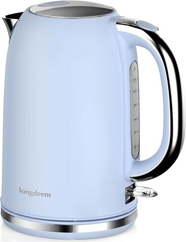 1.7L Stainless Steel Electric Kettle-Fast Boil with LED Indicator 1500W, Cool Touch Handle, and Two-Level Lid for Safety and Easy Maintenance, Blue in Saudi Arabia