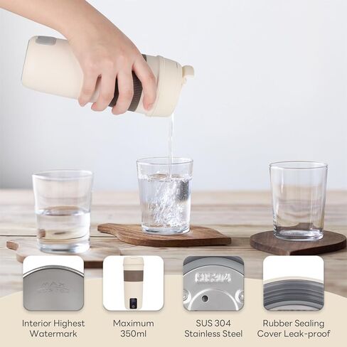 Travel Electric Kettle, Portable Mini Kettle, 350ml Water Boiler with 4 Temperature Control, 304 Stainless Steel, Auto Shut-Off and Keep Warm, Perfect for Dormitory, Home, Travel in Kuwait