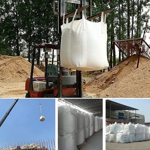 أكياس FIBC السائبة، حقيبة 1 طن، 35 بوصة طول × 35 بوصة عرض × 43 بوصة ارتفاع، 2200 رطل SWL، قاعدة مسطحة من القماش الخشن، أكياس بولي بروبيلين منسوجة، حقيبة كبيرة FIBC بأربع حلقات in Kuwait