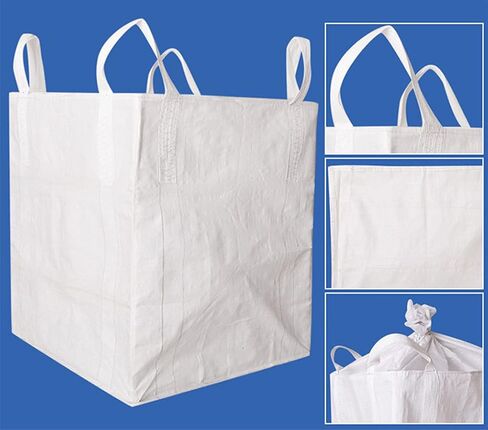 أكياس FIBC السائبة، حقيبة 1 طن، 35 بوصة طول × 35 بوصة عرض × 43 بوصة ارتفاع، 2200 رطل SWL، قاعدة مسطحة من القماش الخشن، أكياس بولي بروبيلين منسوجة، حقيبة كبيرة FIBC بأربع حلقات in Kuwait