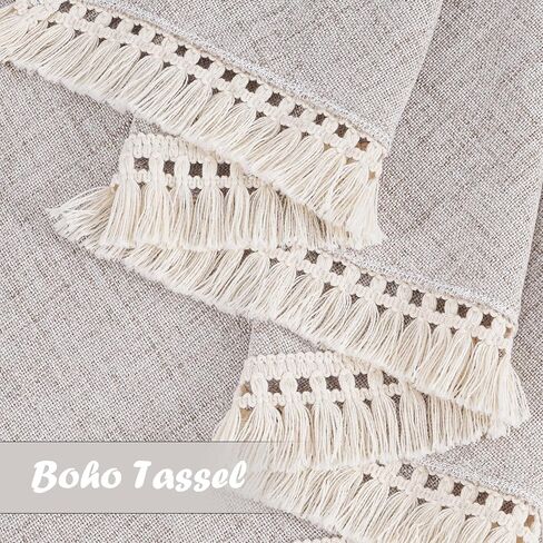 BLEUM CADE الكتان محكم الستارة غنيمة الستارة مع شرابات مزرعة ضوء تصفية قصيرة غنيمة توبر للنوافذ الصغيرة غرفة نوم الخصوصية المضافة قضيب جيب ستارة المطبخ الستارة 36 ​​"× 36"، 2 لوحات in Kuwait