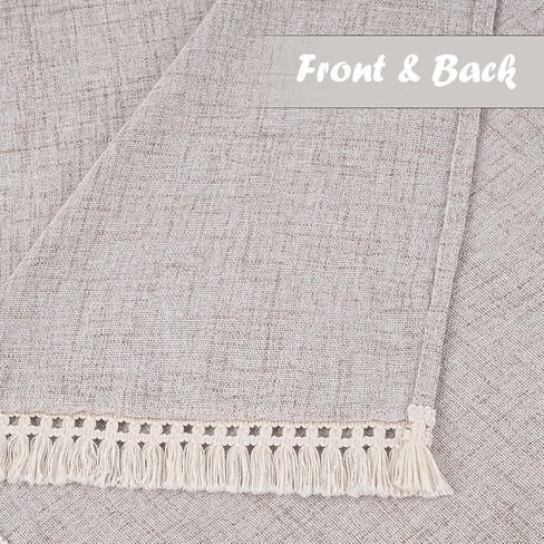 BLEUM CADE الكتان محكم الستارة غنيمة الستارة مع شرابات مزرعة ضوء تصفية قصيرة غنيمة توبر للنوافذ الصغيرة غرفة نوم الخصوصية المضافة قضيب جيب ستارة المطبخ الستارة 36 ​​"× 36"، 2 لوحات in Kuwait