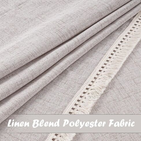 BLEUM CADE الكتان محكم الستارة غنيمة الستارة مع شرابات مزرعة ضوء تصفية قصيرة غنيمة توبر للنوافذ الصغيرة غرفة نوم الخصوصية المضافة قضيب جيب ستارة المطبخ الستارة 36 ​​"× 36"، 2 لوحات in Kuwait