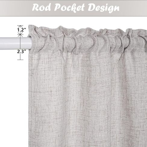 BLEUM CADE الكتان محكم الستارة غنيمة الستارة مع شرابات مزرعة ضوء تصفية قصيرة غنيمة توبر للنوافذ الصغيرة غرفة نوم الخصوصية المضافة قضيب جيب ستارة المطبخ الستارة 36 ​​"× 36"، 2 لوحات in Kuwait