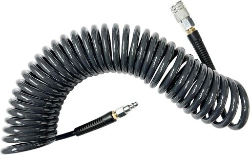 خرطوم ضاغط الهواء من مادة البولي يوريثين (PU) بقطر داخلي 1/4 بوصة وطول 25 بوصة مع مقيد الانحناء، وتركيبات MNPT 1/4 بوصة ووصلة توصيل سريعة من الفولاذ وقابس، رمادي (25 بوصة) in Kuwait