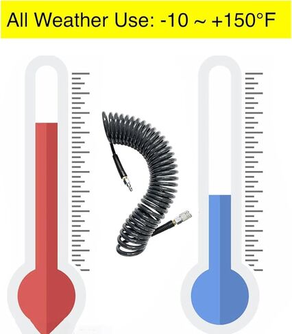 خرطوم ضاغط الهواء من مادة البولي يوريثين (PU) بقطر داخلي 1/4 بوصة وطول 25 بوصة مع مقيد الانحناء، وتركيبات MNPT 1/4 بوصة ووصلة توصيل سريعة من الفولاذ وقابس، رمادي (25 بوصة) in Kuwait