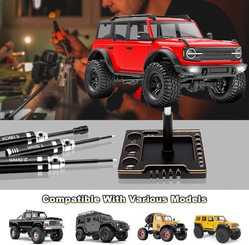 حامل إصلاح سيارة RC 7 في 1 متعدد الوظائف من OGRC مع 7 قطع مفكات ومجموعة براغي 1/24 RC لسيارة AXIAL SCX24 AX24 1/24 RC (ذهبي) in Saudi Arabia