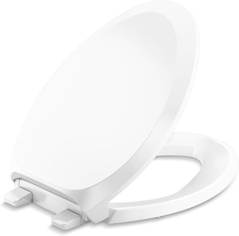 KOHLER 4713-RL-0 مقعد مرحاض ممدود بمنحنى فرنسي جاهز للإغلاق، مقعد مرحاض ناعم الإغلاق، مقاعد مرحاض للمراحيض الطويلة، أبيض in Saudi Arabia