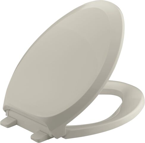 KOHLER 4713-RL-0 مقعد مرحاض ممدود بمنحنى فرنسي جاهز للإغلاق، مقعد مرحاض ناعم الإغلاق، مقاعد مرحاض للمراحيض الطويلة، أبيض in Saudi Arabia