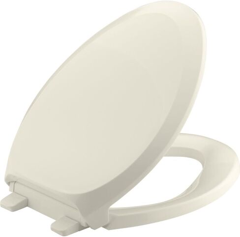 KOHLER 4713-RL-0 مقعد مرحاض ممدود بمنحنى فرنسي جاهز للإغلاق، مقعد مرحاض ناعم الإغلاق، مقاعد مرحاض للمراحيض الطويلة، أبيض in Saudi Arabia