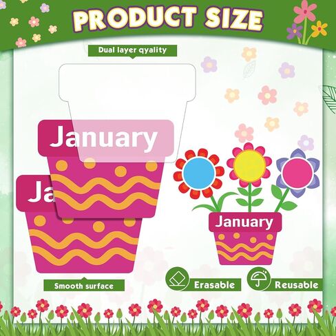 92 Pcs Flowers Birthday Bulletin Board Set Classroom Bloomin' Birthday Paper Cutouts Colorful Watch Us Grow Wall Decoration Cutouts for Kid Classroom Back to School Birthday Party Decor Supply in Saudi Arabia