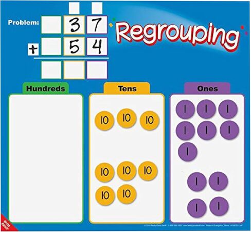 Really Good Stuff Regrouping Mats and Manipulatives Kit (Set of 4) – Interactive Mats and Manipulatives Help Students Solve Problems at School or Home – Write On/Wipe Off Mat for Repeated Use in Saudi Arabia