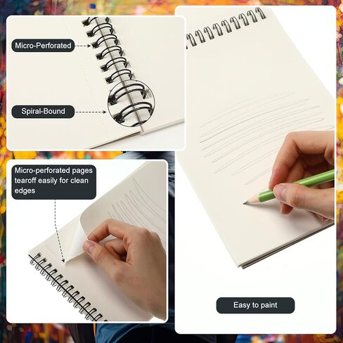 jexine 20 حزمة 9 × 12 بوصة دوامة ملزمة كراسة الرسم 30 ورقة منصات رسم السائبة (68lb / 100gsm) رسم كتاب رسم اللوحة الكتابة ورقة، لوازم الحرف الورقية للأطفال البالغين الفنانين المبتدئين in Saudi Arabia