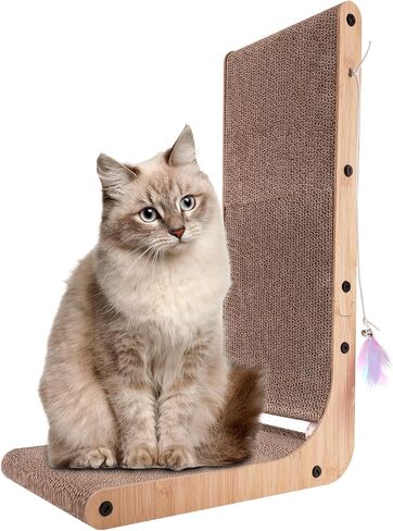 L Shape Cat Scratcher, Cat Scratchers, 23.6 Inch L-Shape Cat Scratch Pads with Built-in Catnip Toy Balls, Wall-Mount Cat Scratchers for Indoor Cats (L Shape) in Saudi Arabia