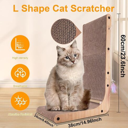 L Shape Cat Scratcher, Cat Scratchers, 23.6 Inch L-Shape Cat Scratch Pads with Built-in Catnip Toy Balls, Wall-Mount Cat Scratchers for Indoor Cats (L Shape) in Saudi Arabia