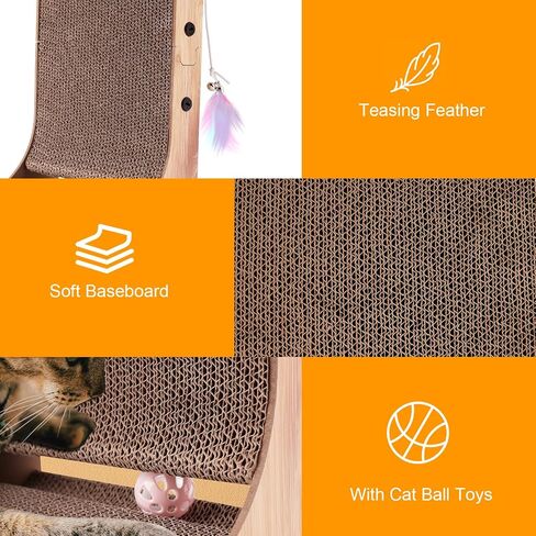 L Shape Cat Scratcher, Cat Scratchers, 23.6 Inch L-Shape Cat Scratch Pads with Built-in Catnip Toy Balls, Wall-Mount Cat Scratchers for Indoor Cats (L Shape) in Saudi Arabia